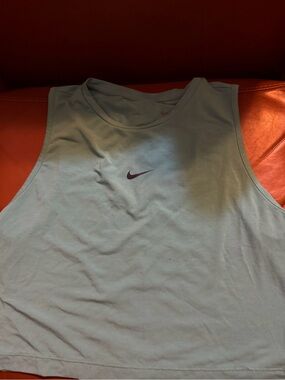 Nike Light Blue Cropped Tank with Purple Swoosh